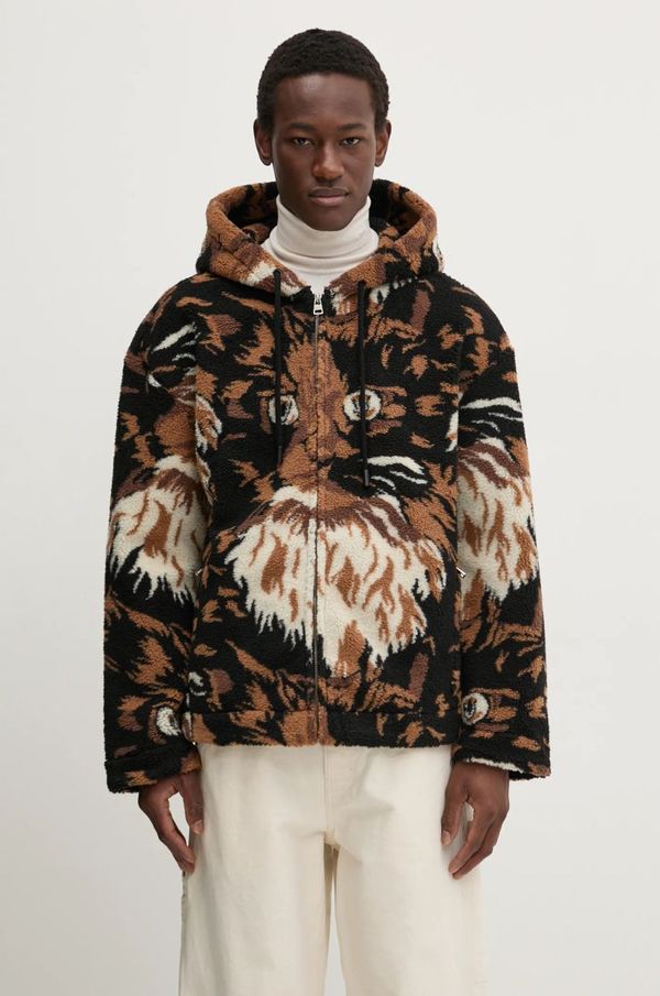 JW Anderson JW Anderson Zip Front Hooded Jacket boja: smeđa, s kapuljačom, s uzorkom, JK0337.PG1585.600