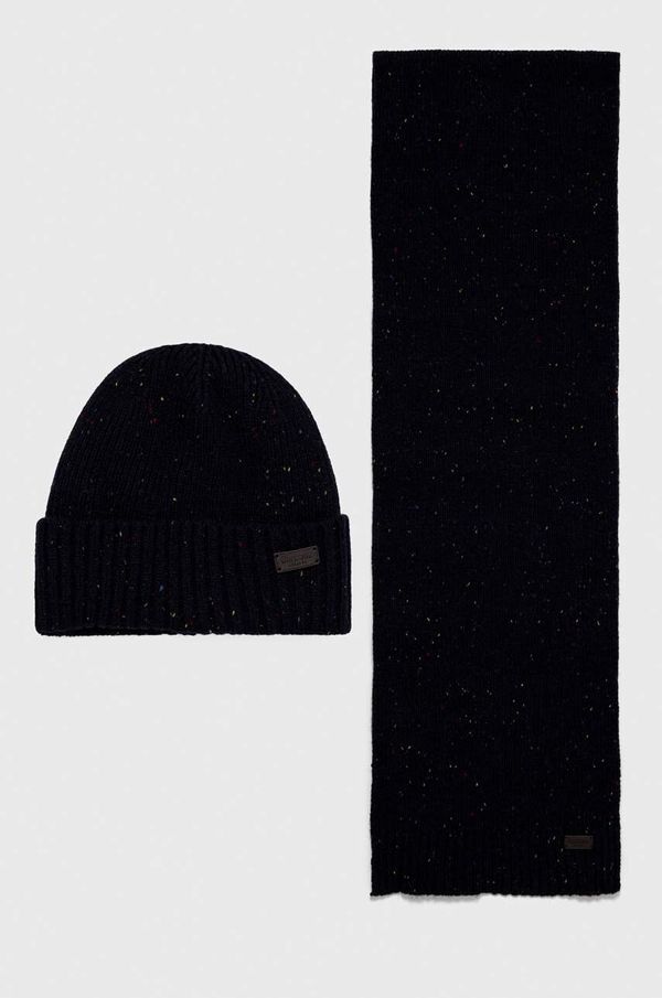Barbour Kapa i šal Barbour Carlton Fleck Beanie & Scarf Gift Set boja: tamno plava, MGS0047