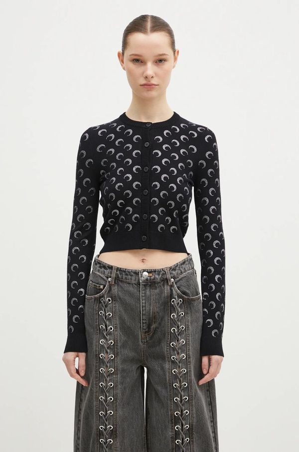 Marine Serre Kardigan Marine Serre Moon Strass Knit Fitted Cardigan za žene, boja: crna, lagani, WTK011A.RKNI0001