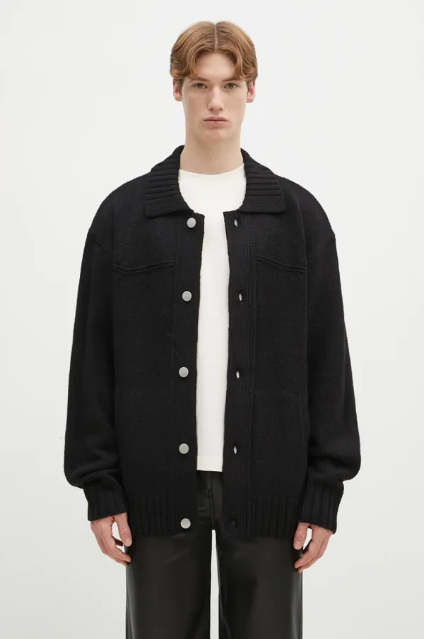 Carhartt WIP Kardigan s primjesom vune Carhartt WIP Santa Fe Cardigan boja: crna, I034495.89XX