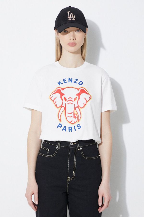 Kenzo Pamučna majica Kenzo Elephant Loose T-Shirt za žene, boja: bijela, FE52TS1144SO.02