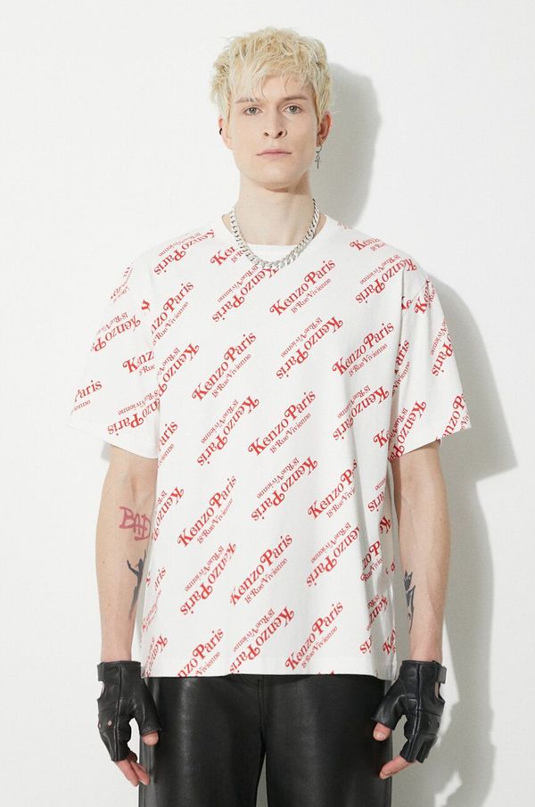 Kenzo Pamučna majica Kenzo za muškarce, boja: bijela, s uzorkom, FE58TS0044SY.02