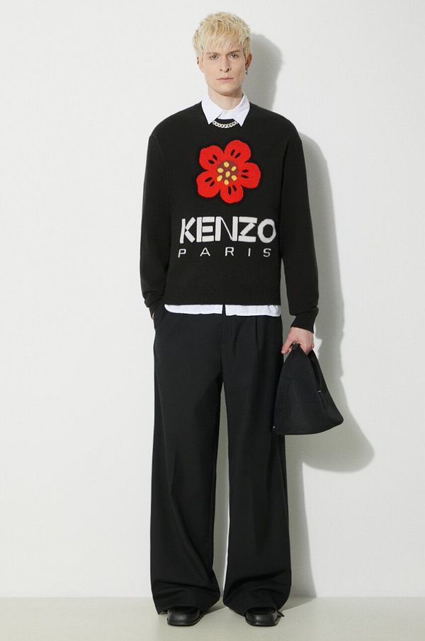 Kenzo Vuneni pulover Kenzo Boke Flower Jumper za muškarce, boja: crna, FD65PU4273LD.99J