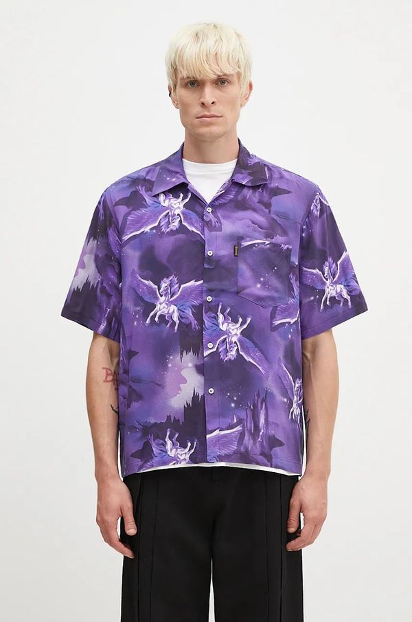Aries Košulja Aries Pegasus Hawaiian Shirt za muškarce, boja: ljubičasta, relaxed, s klasičnim ovratnikom, AR4010402