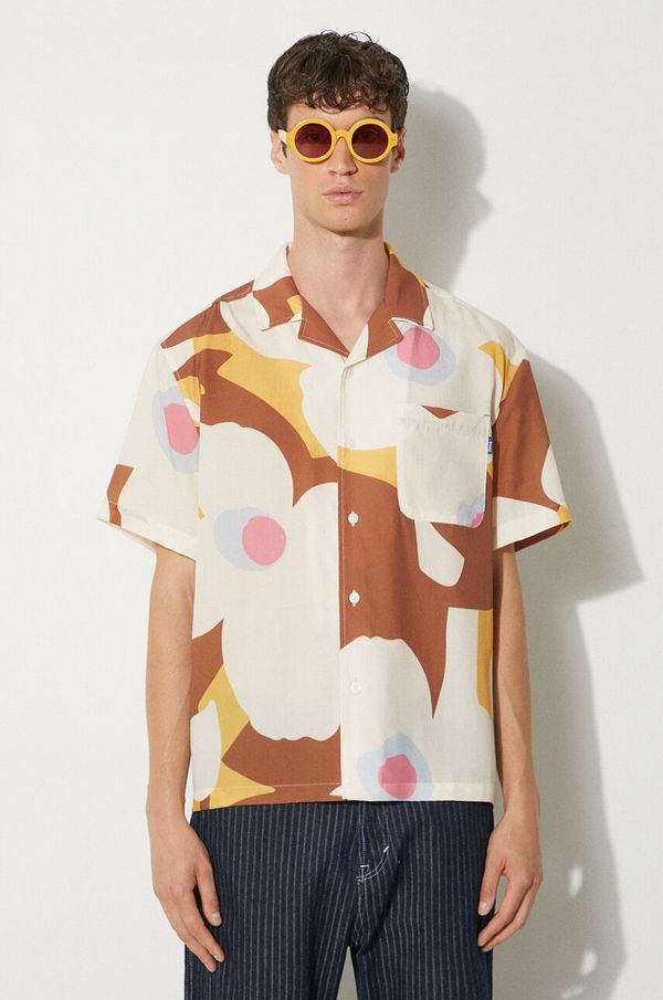 Awake NY Košulja Awake NY Floral Camp za muškarce, boja: smeđa, regular, SP24-TP004