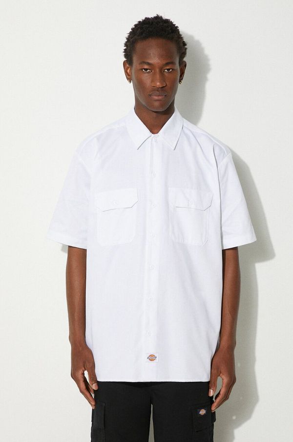 Dickies Košulja Dickies za muškarce, boja: bijela, regular, s klasičnim ovratnikom