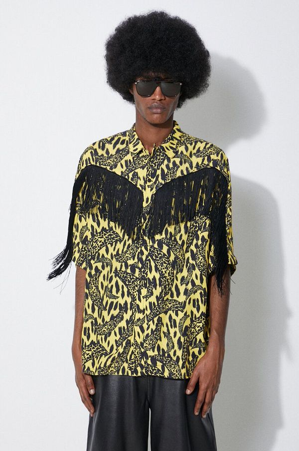 Fiorucci Košulja Fiorucci Banimalier Print Fringed Shirt za muškarce, boja: žuta, regular, M01FPTSH054VI01YW02