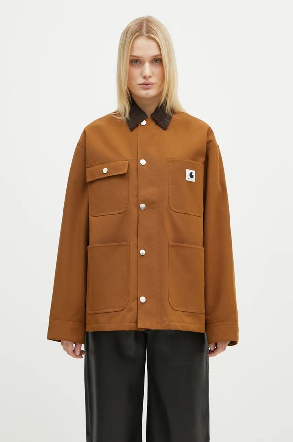 Carhartt WIP Košulja-jakna Carhartt WIP Clapton Jacket boja: smeđa, za prijelazno razdoblje, oversize, I034425.00SXX