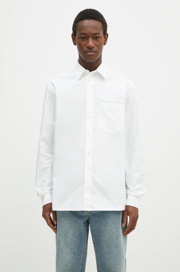 JW Anderson Košulja JW Anderson Classic Fit Logo Pocket Shirt za muškarce, boja: bijela, relaxed, s klasičnim ovratnikom, SH0328.PG1140.001