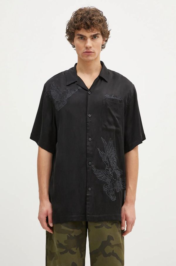 Maharishi Košulja Maharishi Peace Dove Embroidered Shirt za muškarce, boja: crna, regular, s klasičnim ovratnikom, 5326.BLACK