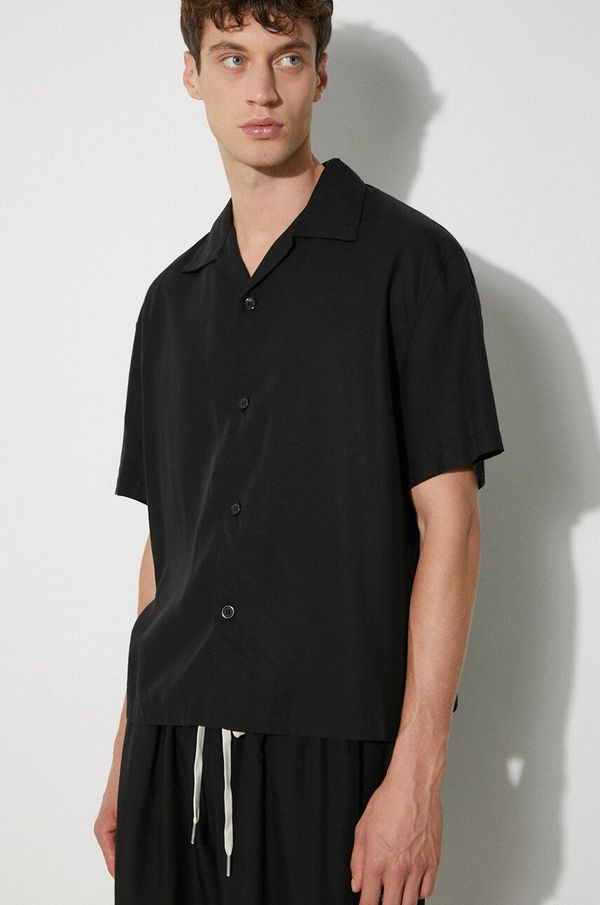 MKI MIYUKI ZOKU Košulja MKI MIYUKI ZOKU Tencel Vacation Shirt za muškarce, boja: crna, relaxed, TENCEL.VACATION.SHIRT