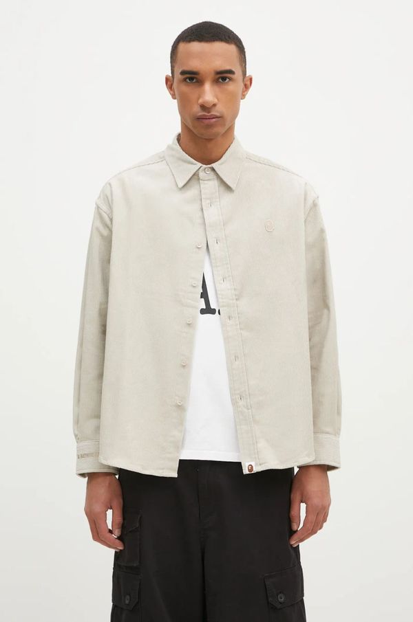 A Bathing Ape Košulja od samta A Bathing Ape One Point Corduroy Longsleeve boja: bež, regular, s klasičnim ovratnikom, 1K80131309