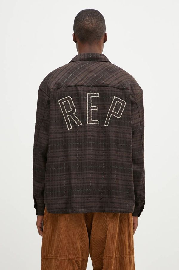 Represent Košulja Represent Rep Flannel Shirt za muškarce, boja: smeđa, relaxed, s klasičnim ovratnikom, MLM2158.064