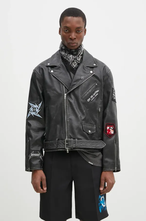 Represent Kožna ramones jakna Represent Metallica Leather Jacket za muškarce, boja: crna, za prijelazno razdoblje, MLM173.001