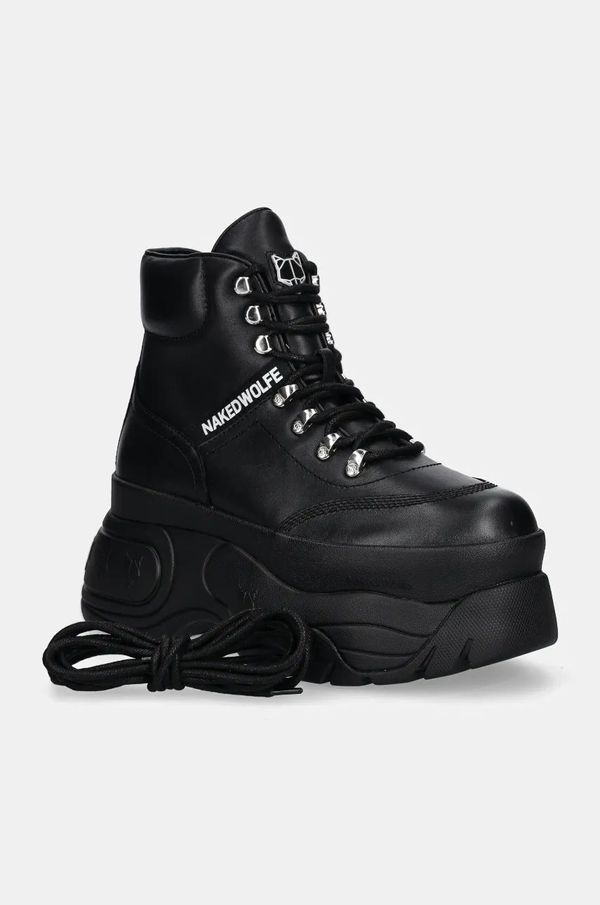 Naked Wolfe Kožne cipele Naked Wolfe Spike za žene, boja: crna, s platformom, Spike Black