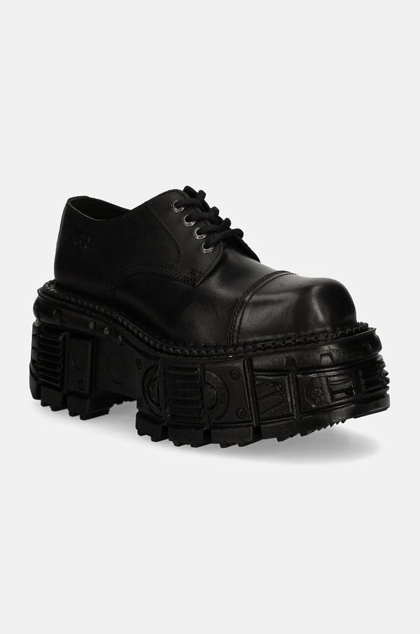 New Rock Kožne cipele New Rock CRUST NEGRO + TANK NEGRO za žene, boja: crna, s platformom, M-TANKMILI003-S1