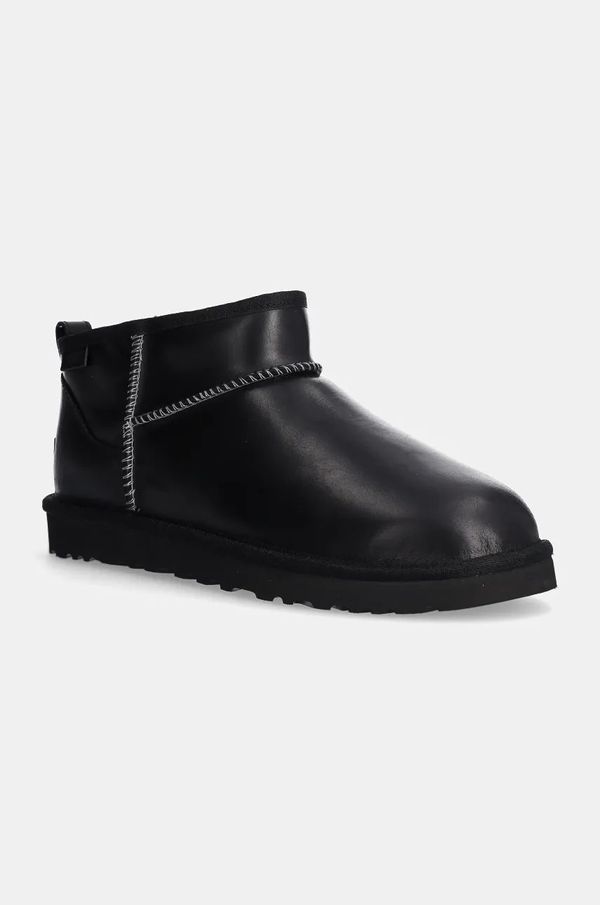 Ugg Kožne cipele za snijeg UGG Classic Ultra Mini Lthr Regen boja: crna, 1158191-BLK