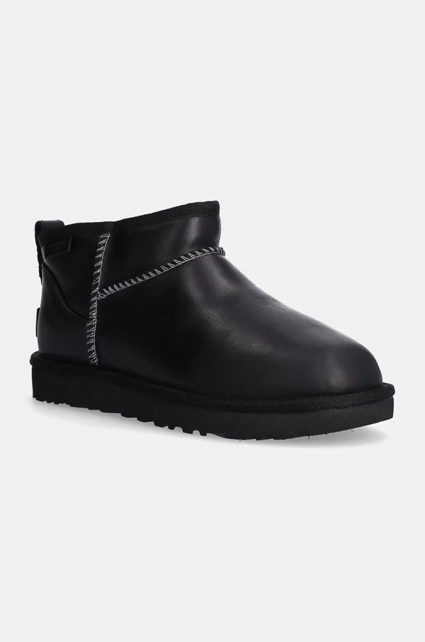 Ugg Kožne cipele za snijeg UGG Classic Ultra Mini Lthr Regen boja: crna, 1163490-BLK