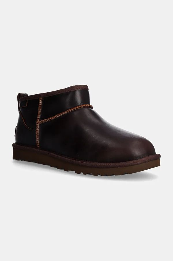 Ugg Kožne cipele za snijeg UGG Classic Ultra Mini Lthr Regen boja: smeđa, 1158191-IWD