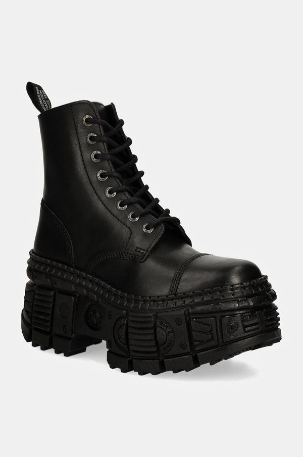 New Rock Kožne čizme New Rock CRUST NEGRO + TANK CASCO NEGRO za žene, boja: crna, s platformom, M-WALL083C-S5