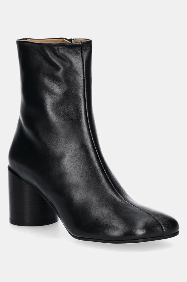 MM6 Maison Margiela Kožne gležnjače MM6 Maison Margiela za žene, boja: crna, s debelom potpeticom, S59WU0235.P3628