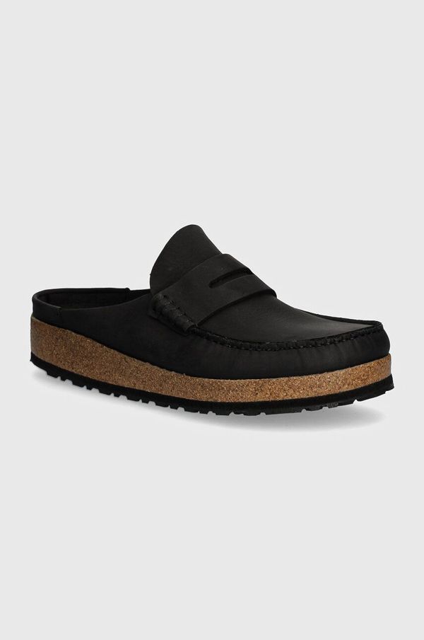 Birkenstock Kožne natikače Birkenstock Naples za muškarce, boja: crna, 1025040