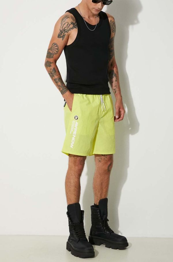 AAPE Kratke hlače AAPE za muškarce, boja: zelena, AAPSPMA669XXM