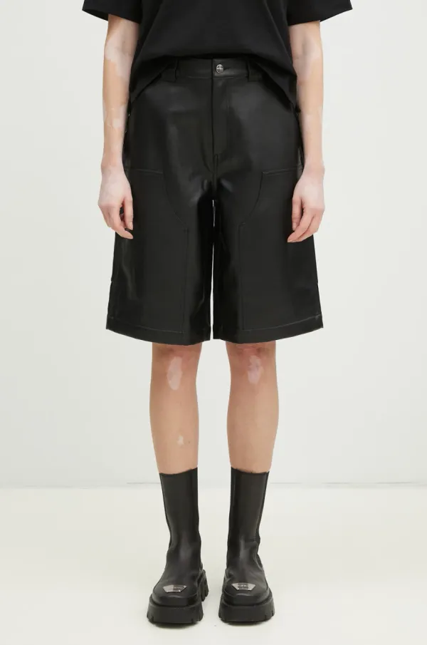 Carhartt WIP Kratke hlače Carhartt WIP Norwich DK Short za žene, boja: crna, bez uzorka, visoki struk, I034448.89XX