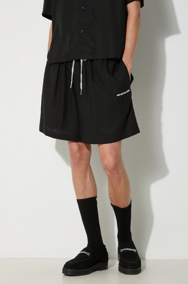 MKI MIYUKI ZOKU Kratke hlače MKI MIYUKI ZOKU Tencel Shorts za muškarce, boja: crna, TENCEL.SHORTS