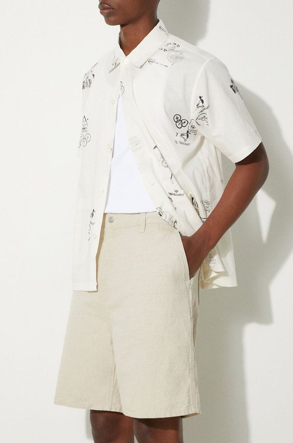 Carhartt WIP Kratke hlače s dodatkom lana Carhartt WIP Walter Single Knee Short boja: bež, I033583.502