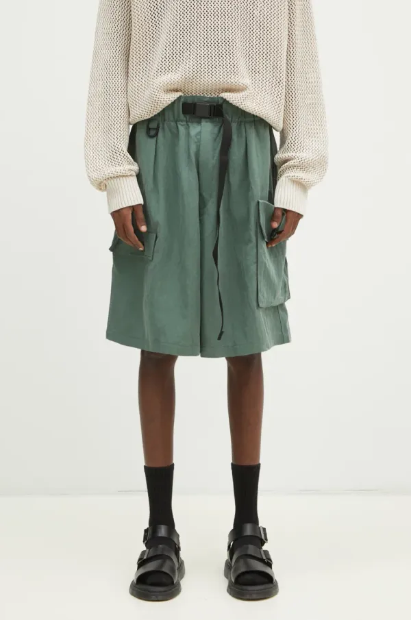 Y-3 Kratke hlače Y-3 Washed Twill Shorts za muškarce, boja: zelena, JM3206