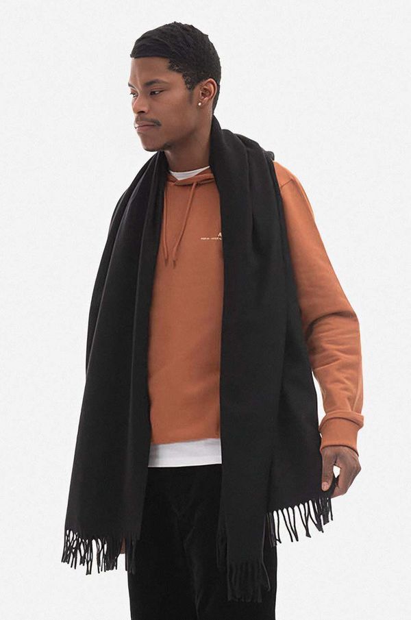 A.P.C. Kratki vuneni šal A.P.C. Echarpe Alix boja: crna, bez uzorka model, WOAFE.M15170-BLACK