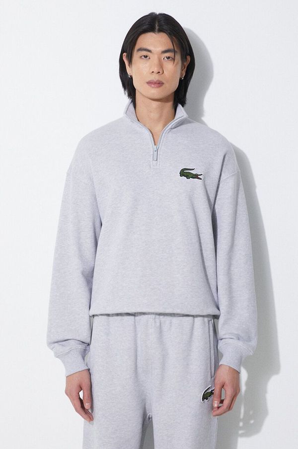 Lacoste Pamučna dukserica Lacoste za muškarce, boja: siva, bez uzorka