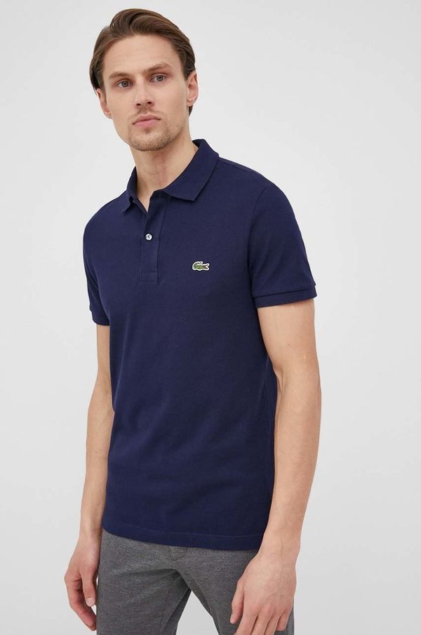 Lacoste Pamučna polo majica Lacoste boja: tamno plava, glatki model, PH4012-001