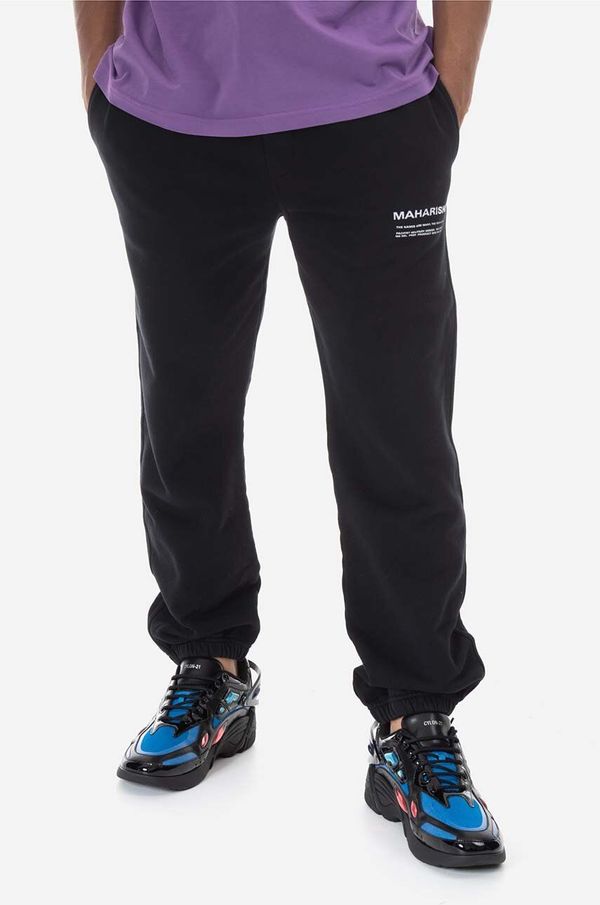 Maharishi Pamučni donji dio trenirke Maharishi Miltype Sweatpants boja: crna, s aplikacijom, 9916.BLACK-BLACK