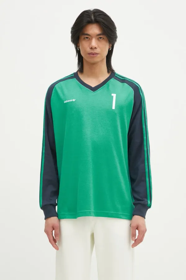 adidas Originals Majica dugih rukava adidas Originals JERSEY za muškarce, boja: zelena, s tiskom, JC8373