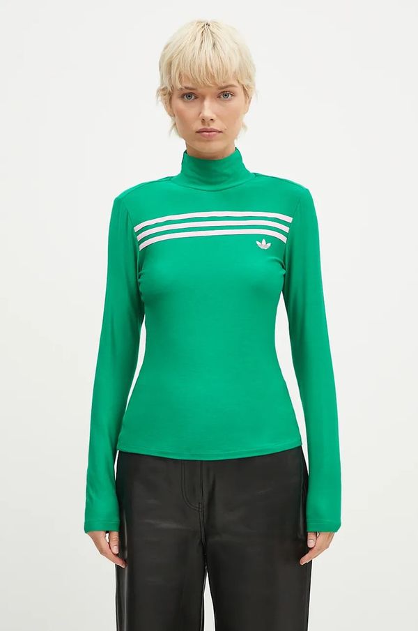 adidas Originals Majica dugih rukava adidas Originals Longsleeve 3S Tee za žene, boja: zelena, s poludolčevitom, JN8314