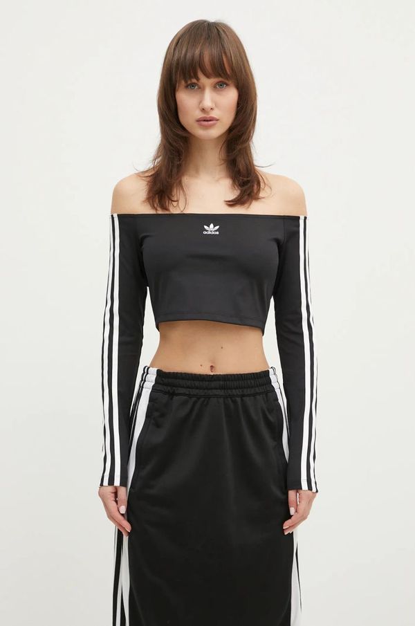 adidas Originals Majica dugih rukava adidas Originals Off Shoulder za žene, boja: crna, s otvorenim ramenima, JD0274