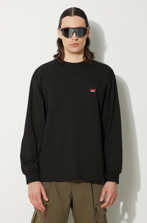 Nanga Majica dugih rukava Nanga Eco Hybrid Box Logo Embroidery Longsleeve Tee za muškarce, boja: crna, bez uzorka, NW2411.1G803.A