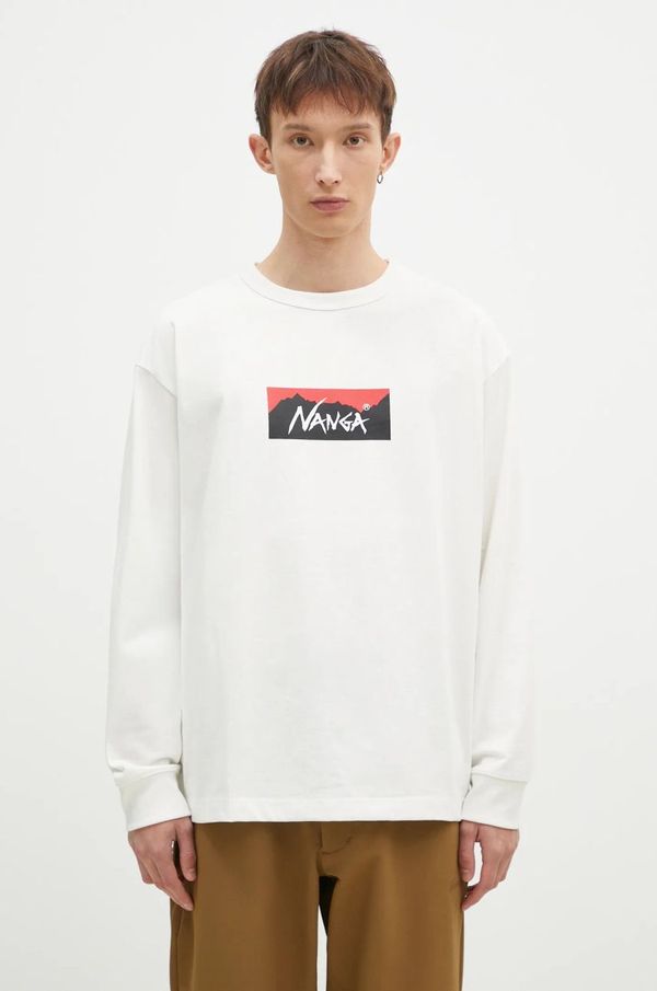 Nanga Majica dugih rukava Nanga Eco Hybrid Box Logo Longsleeve za muškarce, boja: bijela, s tiskom, NW2431.1E150.A