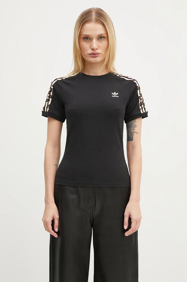 adidas Originals Majica kratkih rukava adidas Originals Leopard 3S Tee za žene, boja: crna, IW8478