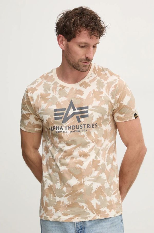 Alpha Industries Majica kratkih rukava Alpha Industries Basic za muškarce, boja: bež, s uzorkom