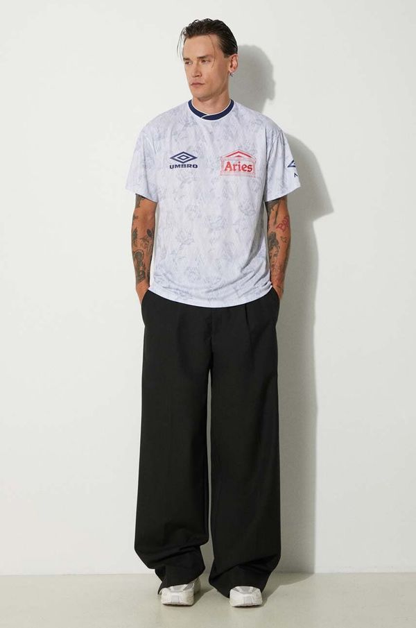 Aries Majica kratkih rukava Aries Aries x Umbro White Roses SS Football Jersey za muškarce, boja: bijela, s tiskom, UM60000.03