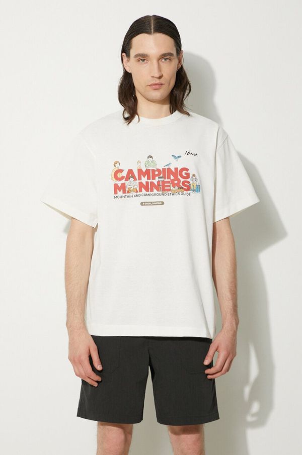 Nanga Majica kratkih rukava Nanga Eco Hybrid Camping Manners Wild Animals Tee za muškarce, boja: bijela, s tiskom, NW2411.1G800.A