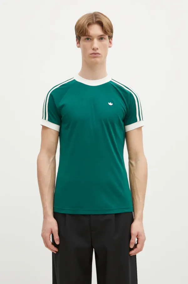 adidas Originals Majica kratkih rukava s dodatkom vune adidas Originals Cali Tee boja: zelena, bez uzorka, JM3587
