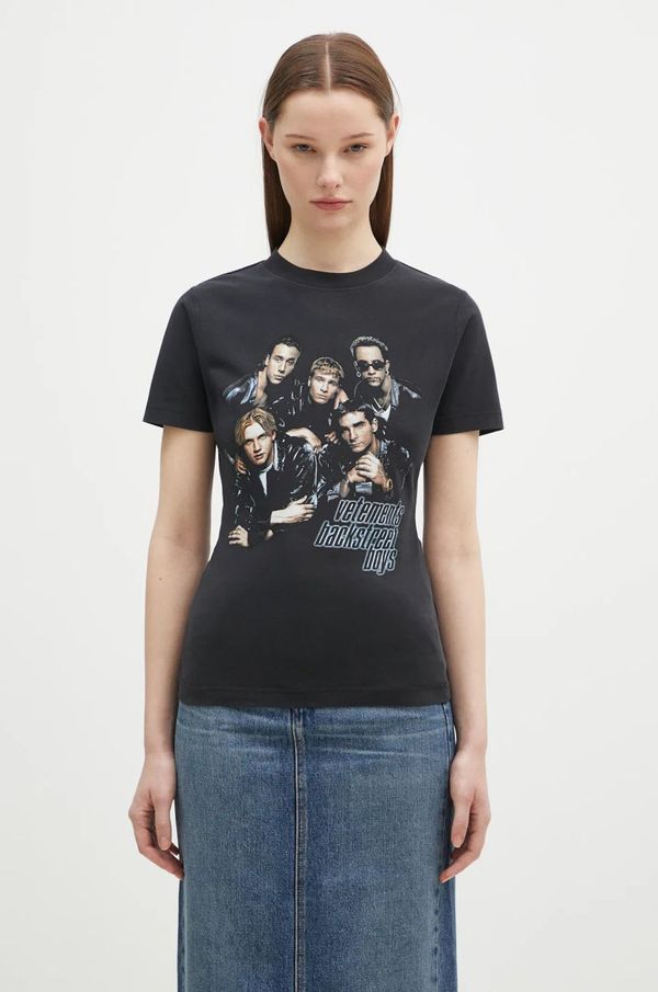 Vetements Majica kratkih rukava VETEMENTS Backstreetboys Fitted Hourglass za žene, boja: crna, WA66TR600B