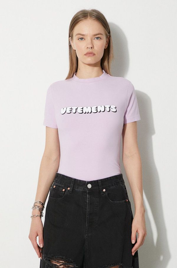 Vetements Majica kratkih rukava VETEMENTS Bubble Gum Logo Fitted za žene, boja: ružičasta, WE64TR310P