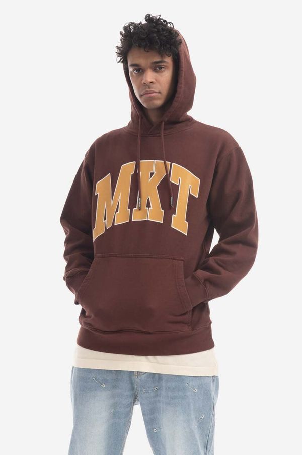 Market Pamučna dukserica Market Mkt Arc Hoodie za muškarce, boja: smeđa, s kapuljačom, s tiskom, 397000468.1065-brown