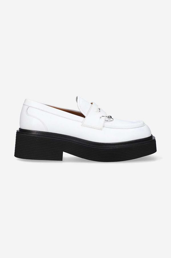 Marni Kožne mokasinke Marni Moccasin Shoe za žene, boja: bijela, s platformom, MOMS003904.P3731-white