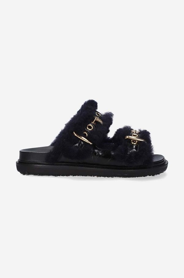 Marni Kožne natikače Marni Fussbett Shoe za žene, boja: crna, FBMS014501.P5045.ZL866-black